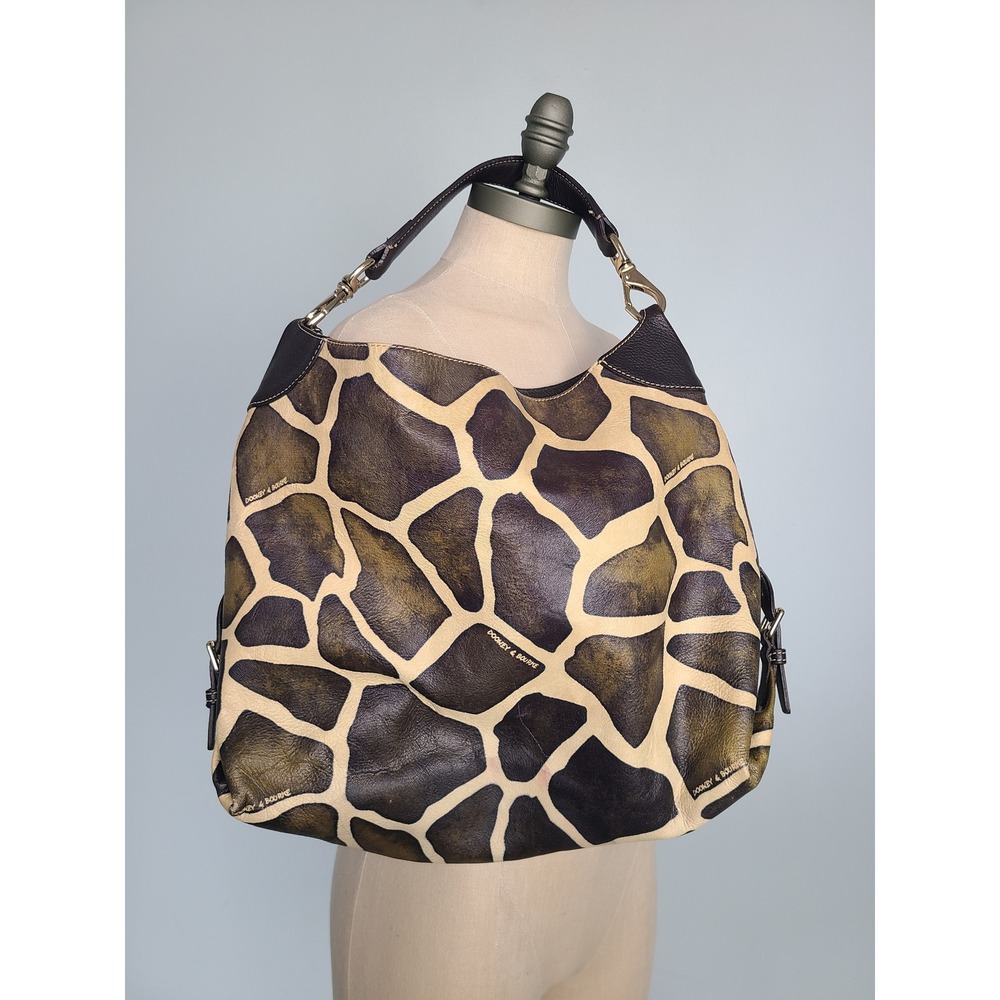 Dooney & Bourke Giraffe Print Leather Hobo Shoulder Purse Wallet Set Y2K - Picture 4 of 11